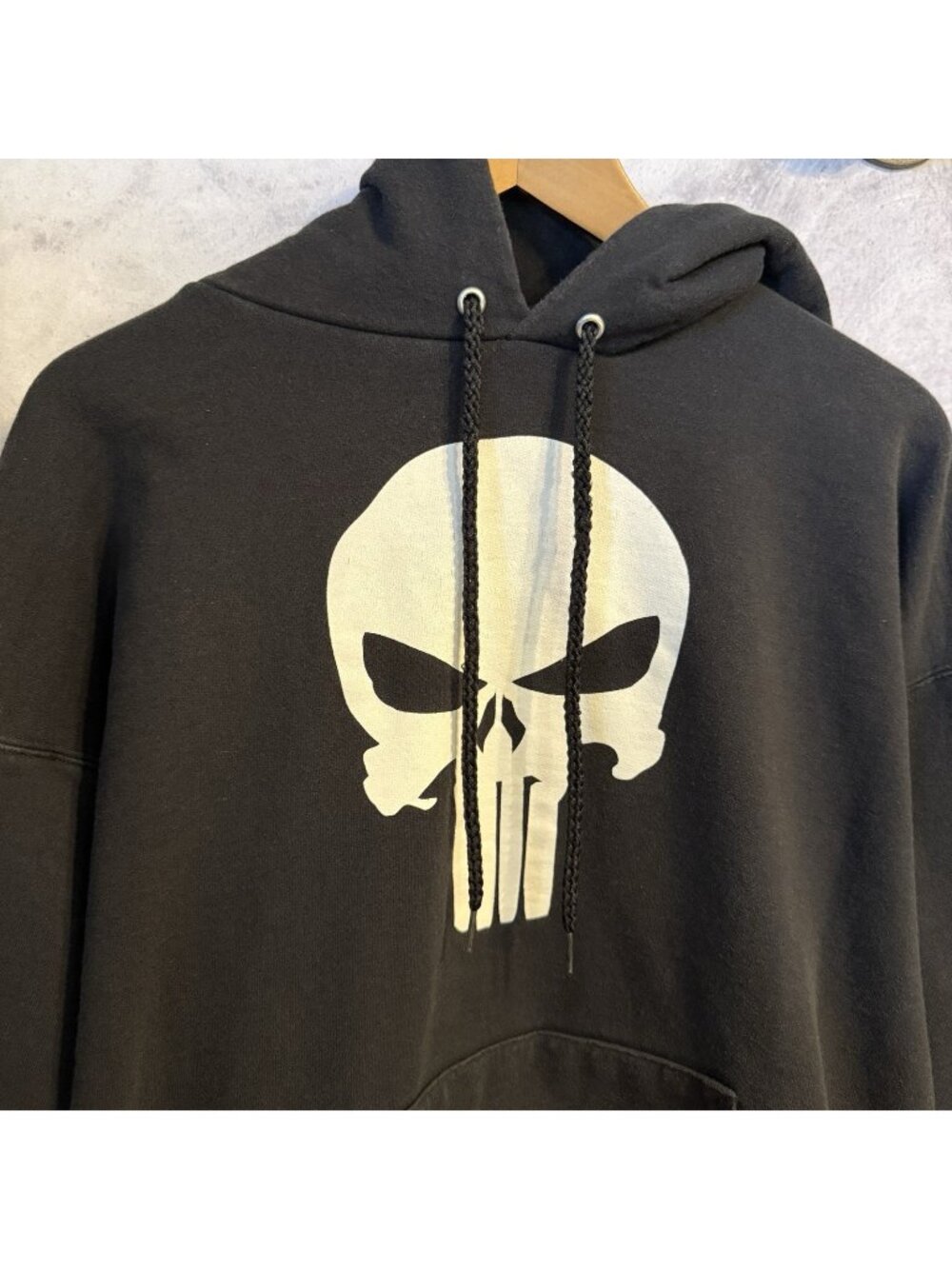 Vintage Punisher Graphic Hoodie Sweatshirt Hanes Ultimate Cotton Size Large L